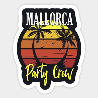 Mallorca Party Crew Retro Style Saying Sticker